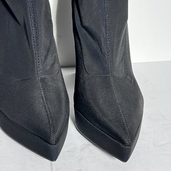 Zara NWOT Stretch Blk Fabric Platform Pointed Toe High Heel Booties Sz. 8 8.5 - Picture 3 of 16